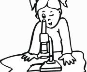 Coloriage Petite fille au microscope