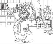 Coloriage Un scientifique se tourne en microbe