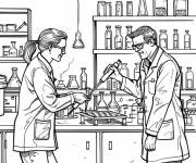 Coloriage Une exp&eacute;rience de biologie pour adulte