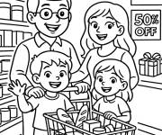Coloriage Achats en famille le Black Friday