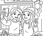 Coloriage Amies font le shopping pendant le Black Friday