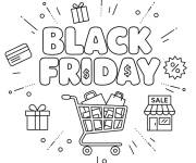 Coloriage et dessins gratuit Black Friday en texte avec des emojis à imprimer