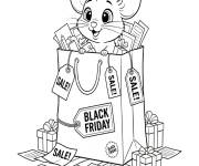 Coloriage Bo&icirc;te cadeau souris pendant le Black Friday
