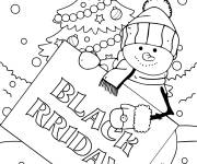 Coloriage Bonhomme de neige avec carte de Black Friday