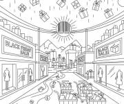Coloriage Cadeaux tombent du ciel le Black Friday