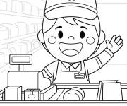 Coloriage Caissier joyeux pendant le Black Friday
