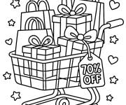 Coloriage Chariot des produits au Black Friday
