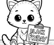 Coloriage Chat au Black Friday