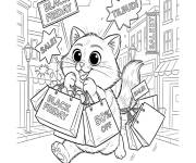 Coloriage Chat est &agrave; la recherche de bonnes affaires