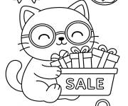 Coloriage Chat se profite du Black Friday
