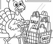 Coloriage Dinde se profite de soldes