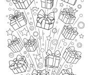Coloriage Explosion de bo&icirc;tes cadeaux