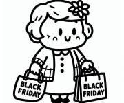 Coloriage Femme ach&egrave;te pendant le Black Friday