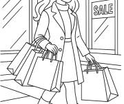 Coloriage Femme &eacute;l&eacute;gante faisant ses achats au Black Friday