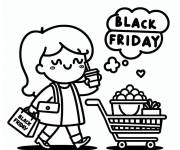 Coloriage Femme heureuse au shopping