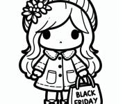 Coloriage Fille chibi pendant le Black Friday