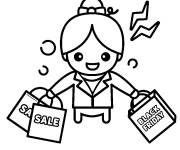 Coloriage et dessins gratuit Fille et sac de Black Friday à imprimer