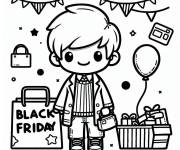 Coloriage Gar&ccedil;on kawaii au Black Friday