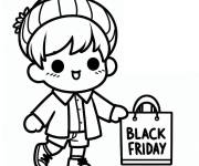 Coloriage Gar&ccedil;on mignon chibi pendant le Black Friday