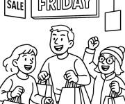 Coloriage Heureux acheteurs pour le Black Friday