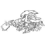 Coloriage et dessins gratuit Homme dr&ocirc;le se pr&eacute;cipite pour faire ses course à imprimer