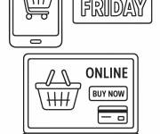 Coloriage Illustration des achats en ligne du Black Friday