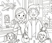 Coloriage Journ&eacute;e de shopping en famille