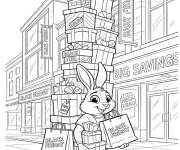Coloriage Lapin combl&eacute; de cadeaux pendant le Black Friday