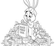 Coloriage lapin et le portefeuille vide pendant le Black Friday