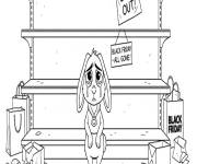 Coloriage Lapin et les rayons vides pendant le Black Friday