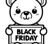 Coloriage Ourson mignon avec carte Black Friday
