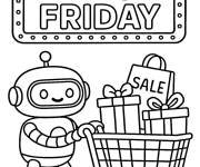 Coloriage Robot fait ses courses le Black Friday
