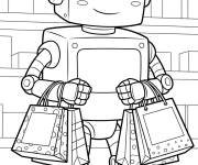 Coloriage Robot qui ach&egrave;te des produits du Black Friday