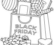 Coloriage Sac rempli des achats de Black Friday