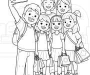 Coloriage Selfie entre amis faisant du shopping