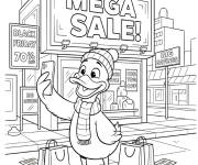 Coloriage Selfie shopping pendant le Black Friday