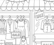 Coloriage Soldes en boutique de mode