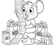 Coloriage Souris et long re&ccedil;u pendant le Black Friday