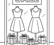 Coloriage Vitrine de boutique avec signe de soldes