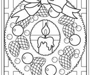 Coloriage et dessins gratuit bougie couronne noel à imprimer