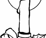 Coloriage et dessins gratuit simple bougie de Noël à imprimer