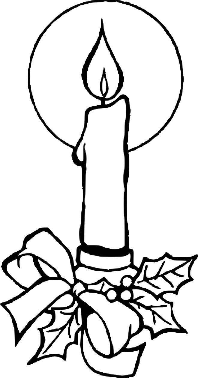 Coloriage simple bougie de Noël dessin gratuit à imprimer