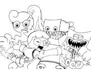 Coloriage Boxy Boo et les personnages Minecraft