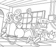 Coloriage Boxy Boo et Maman longues jambes dans l&rsquo;usine de jouets