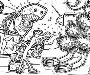 Coloriage Huggy Wuggy contre le monstrueux Boxy Boo