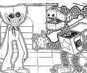 Coloriage Le chasseur Boxy Boo et Huggy Wuggy