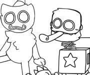 Coloriage et dessins gratuit Les adorables Huggy Wuggy et Boxy Boo à imprimer