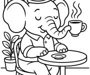 Coloriage Espresso Elefante buvant du caf&eacute;