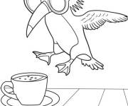 Coloriage Frulli Frulla avec une tasse de caf&eacute;