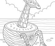 Coloriage Giraffa Meloniera sur la plage
